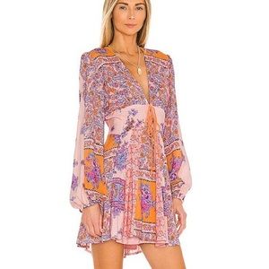 Mixin It Up Mini Dress in Peach Combo - Free People - Small